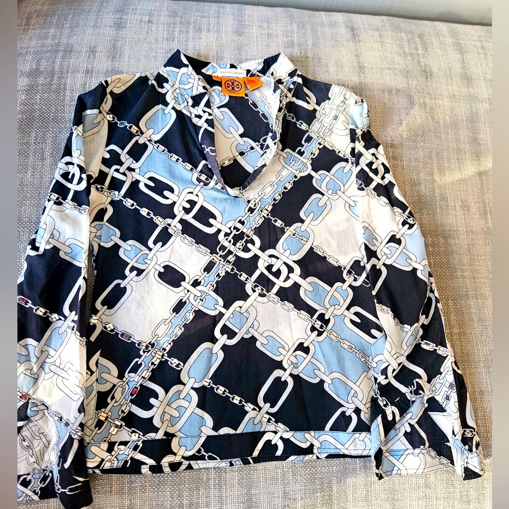 Tory Burch size 2 nautical tunic in lightweight cotton material.